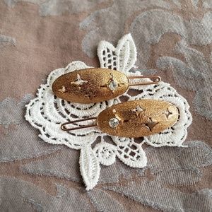 Gold Tone Hair Clips (Set of 2)